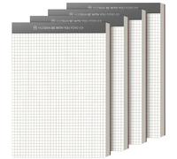 UNIANE Lot de 4 blocs-notes à carreaux A5 - 70 feuilles (140 par bloc) - Papier de qualité supérieure 80 g/m² - Pour bureau, maison, école, université