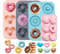 UNIANE Lot de 4 moules à donuts, en silicone, antiadhésifs, à 6 cavités, à donuts, pour gâteaux, bagels, muffins, sans BPA