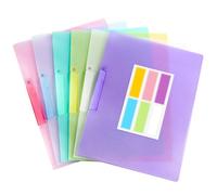 UNIANE Lot de 6 chemises A4 solides avec étiquette nominative - Reliure rapide durable - Classeur coloré - DIN A4 translucide PP - Bandes d'agrafes