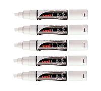 Uni Ball Marqueurs craie PWE-8K – Pointe biseautée 8 mm, multi-usage, résistant pluie – Lot 5 blanc