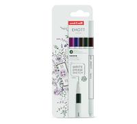 UNIBALL EMOTT, 5 Feutres Fins 0,4mm Vintage Colours | Uni Mitsubishi Pencil - Encre pigmentée résistante, Tracé fin & régulier, Pointe ultra-résistante, Dessin, Journal, Coloriage