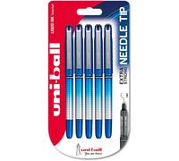 Uniball Eye Needle Ub - 185s Pack De 5 Stylos À Bille Encre Permanente Pointe Aiguille 0,5 Mm Bleu