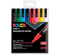 Uniball Marker Posca Pc-3m/8c Non-Permanent Pointe Fine 0.9mm-1.3mm Couleurs Assorties Basic -Case 8u-.