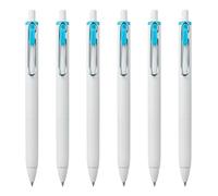 Uniball One Lot de 6 stylos à encre gel rétractables, pointe moyenne de 0,7 mm, encre bleu clair