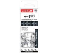 Uni Mitsubishi Pencil – Pochette 5 stylos feutres Pin – Pointes calibrées paires