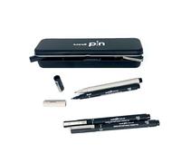 UNIBALL PIN, Plumier 8 Feutres calibrés et brush - Ecriture et Dessin