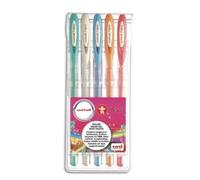 Uniball Pochette De 5 Stylos Bille À Encre Gel Top Lights, Couleurs Pastelles Assorties Um120ac-5