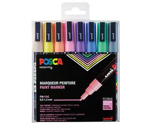 UNIBALL Set de 8 Marqueurs PC3M Pte conique fine Couleurs pastel