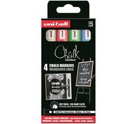 UNI-BALL Marqueur craie PWE-5M - Pointe conique medium, résistant à la pluie - Lot 4 couleurs