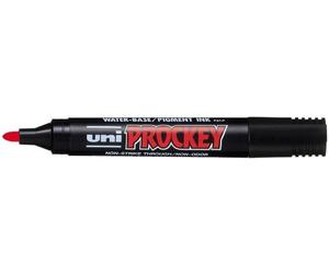 Uniball Uni Prockey PM122-RGE Marqueur permanent Pointe ogive Corps plastique Encre pigmentée à base d'eau Rouge Lot de 12