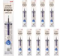 Uniball ZENTO Lot de 10 recharges d'encre à base d'eau UBR-Z-07, pointe moyenne de 0,7 mm, bleu, compatible avec les stylos Uniball ZENTO UBRZ07.33