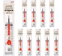 Uniball ZENTO Lot de 10 recharges d'encre à base d'eau UBR-Z-07, pointe moyenne de 0,7 mm, rouge, compatible avec les stylos Uniball ZENTO UBRZ07.15