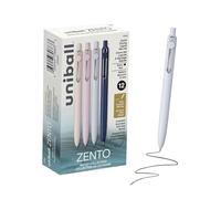 uniball™ Zento - Lot de 12 stylos à encre gel, encre noire, pointe moyenne de 0,7 mm, rétractable, écriture lisse, séchage rapide, sans bavure, sans bavure, couleurs du corps silencieuses