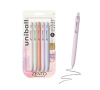 uni-ball Zento Lot de 5 stylos à bille à encre gel Noir Pointe moyenne lisse Stylos japonais colorés Couleurs de l'aube