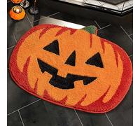 UNIBATH Tapis de salle de bain citrouille d'Halloween, antidérapant, lavable et absorbant, en microfibre pour douche et baignoire