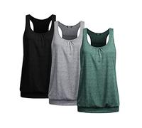 UNibelle Débardeur Femme Yoga Grandes Chemises Sports Racerback Running Débardeur sans Manches Top Basique Séchage Rapide 3-Pack, 3-Pack_ Noir/Gris Clair/Vert Bouteille, XL