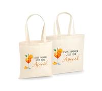 Unibly Aperol Spritz Sac en coton pour femmes, maman, sœur, amies et demoiselles d'honneur, 200 g/m², certifié Oeko-Tex, sac en toile de jute, sac en tissu, C'est l'heure d'Aperol, L