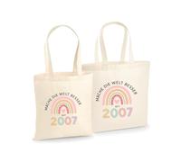 Unibly « Mache die Welt besser Geburtstagsgeschenk für Frauen, Mutter Baumwolltasche | 200 g/m² | OEKO-TEX zertifiziert Einkaufstasche, Jutebeutel, Stofftasche, 18e anniversaire, L