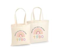 Unibly « Mache die Welt besser Geburtstagsgeschenk für Frauen, Mutter Baumwolltasche | 200 g/m² | OEKO-TEX zertifiziert Einkaufstasche, Jutebeutel, Stofftasche, 45e anniversaire, m