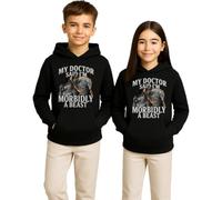 Unibly Meme Arzt sagte, ich bin ein Ungeheuer Alpha Wolf Sweat à capuche | Design amusant de loup avec inscription sur une visite au médecin, parfait pour les amoureux des animaux.