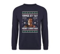 Unibly Pull de Noël « Merry Christmas » « Merry Christmas Bruce Willis », Bleu marine, XXL