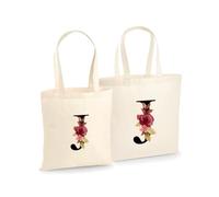 Unibly Sac en coton personnalisé de A à Z pour femme, maman, sœur, amies et demoiselles d'honneur | 200 g/m² | Sac de courses certifié OEKO-TEX, Lettre J, L