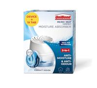 UniBond AERO Absorbeur d'humidité à 360° avec 1 recharge, déshumidificateur pour une circulation efficace de l'air, régulateur d'humidité réduit l'excès d'humidité, 1 appareil avec 1 languette de