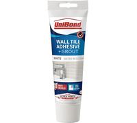 UniBond Ultra Force 2643638 Adhésif mural et joint en tube facile à appliquer, 2 en 1 imperméable avec joint pour carrelage facile, blanc 300 g