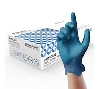 Unicare GS0084-A Gants d'examen en vinyle de qualité médicale EN455, poids moyen, boîte de 100 gants, bleu, taille L