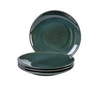 UNICASA Assiette Porcelaine, Service de Table en Grès Glaçure de 4 Pièces pour 4 Personnes, Grande Assiette Plate en Couleur Vert - 26 cm pour Dinner, Lave-Vaiselle et Micro-onde Permet