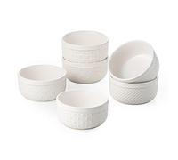 UNICASA Lot de 6 mini moules en grès résistants au four 180 ml | Coupelles à crème brûlée avec relief, petits bols pour crème brûlée, pudding, desserts et soufflé