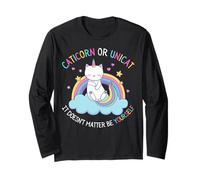 Unicat Or Caticorn Who Cares Be Yourself Licorne Drôle Chat Manche Longue