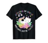 Unicat Or Caticorn Who Cares Be Yourself Licorne Drôle Chat T-Shirt