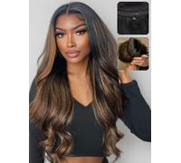 UNICE Bye Bye Knots Perruque ondulée de 17,8 x 12,7 cm avec dentelle frontale HD pré-découpée avec cordon de serrage élastique Marron Sans colle Cheveux décolorés Densité 150% 40,6 cm