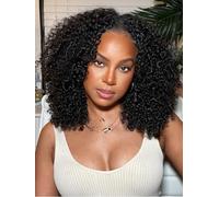 UNICE EasiContour Perruque de cheveux humains brésiliens bouclés avec raie en V/U, utilisation de mèches naturelles minimale, sans colle, sans couture, pour débutants, densité 150%, 45,7 cm