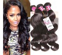 Unice Extensions de cheveux humains brésiliens vierges de 40,6 cm, 45,7 cm, 50,8 cm, 3 trames de cheveux ondulés brésiliens, couleur naturelle