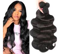 UNICE Extensions de cheveux humains malaisiens ondulés 3 trames 100 % non traités vierges à coudre Extensions de cheveux humains Couleur naturelle 35,6 cm 40,6 cm 45,7 cm