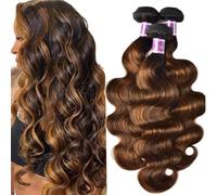 UNICE Lot de 3 trames de cheveux humains ondulés brésiliens Remy ombrés à coudre Couleur piano 40,6 x 45,7 x 50,8 cm