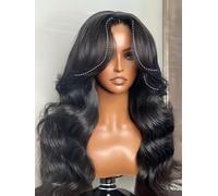 UNICE Perruque de cheveux humains sans colle, invisible, HD, dentelle frontale, vagues lâches, cadre du visage, frange, perruque avec cordon élastique, pré-coupée, nœuds décolorés, perruque pour femme