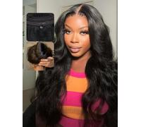 UNICE Perruque frontale sans colle ondulée 33 x 10 HD avec dentelle frontale - Cheveux humains décolorés invisibles Bye Bye Knots - Densité de 150% - 56 cm