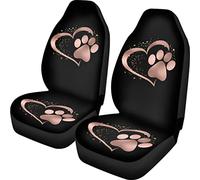 UNICEU Lot de 2 housses de siège de voiture universelles brillantes pour sièges avant - Motif pattes de chien et cœur - Décoration intérieure de voiture