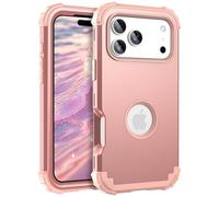 Unichthy Coque hybride pour iP 17 Pro Max - Coque de base avec logo - Coque de protection antichoc antidérapante - Support robuste - Chargement sans fil en TPU - Pour iP 17 Pro Max - Or rose