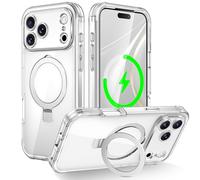 Unichthy Coque magnétique pour iP 17 Pro avec support Magsafe | Protection d'écran intégrée | Coque intégrale à 360° antichoc finition mate coque arrière transparente pour iP 17 Pro Transparent