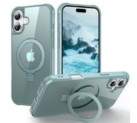 Unichthy Étui magnétique avec support MagSafe pour iP 17 - Protection de qualité militaire - Fin et rigide - Translucide - Mat - Support invisible intégré - Coque de téléphone pour iP 17 - Bleu