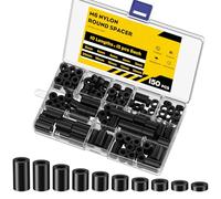 Uniclife 150 Pièces Entretoises en Nylon M6 pour Vis, DI 6 mm & DE 11 mm, 10 Longueurs - 3 mm 4 mm 5 mm 6 mm 8 mm 10 mm 12 mm 15 mm 18 mm 20 mm, Entretoises en Plastique Non Filetées, Noir