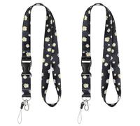 Uniclife 2 Pcs Cordon Mignons pour le Cou Cordon Carte d'Identité pour Femmes Cordon à Dégagement Rapide Porte-Badge d'Identité Accessoire Lanière Détachable Porte-Clés Corde et Clip Métallique Noir
