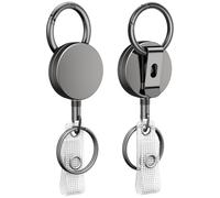 Uniclife 2 Pcs Dévidoirs Rétractables pour Badge en Métal Résistant Porte Badge avec Dragonne Rétractable Boîtier Tout Métal Ressort en Acier Inoxydable Corde en Nylon de 60 cm Mousqueton Anneau Clé