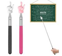 Uniclife 2 Pcs Mini Pointeurs Télescopiques Rétractables Doigt de Professeur Finger Pointeur & Bâton Doigt Pointeur pour Salle Classe Pointeurs Télescopiques Extensibles (Jusqu'à 55 cm, Noir & Rose)