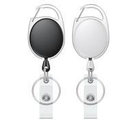 Uniclife 2 Pcs Porte-Badges Enrouleur Rétractables Porte-Clés Rétractable Robuste Boîtier ABS Résistant Ressort Acier Inoxydable Cordon Nylon 61 cm Mousqueton et Anneau pour Clés Blanc & Noir