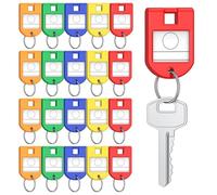 Uniclife 20 pièces porte-clés, 5 couleurs avec étiquettes, étiquettes pour porte-clés 2,8 cm x 4 cm, identifiants en plastique avec anneau brisé, bureau et école